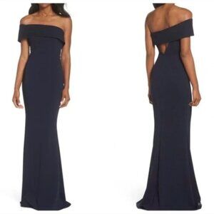 Katie May Titan One-Shoulder Cutout Crepe Gown Dress Size 12